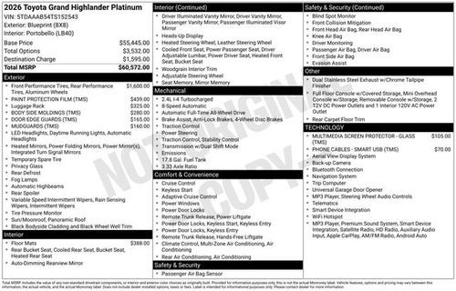 2026 Toyota Grand Highlander Platinum
