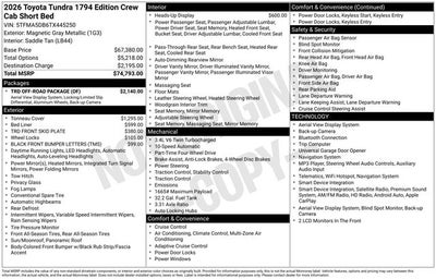 2026 Toyota Tundra 1794 Edition
