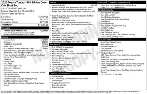 2026 Toyota Tundra 1794 Edition