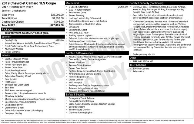 2019 Chevrolet Camaro 1LS