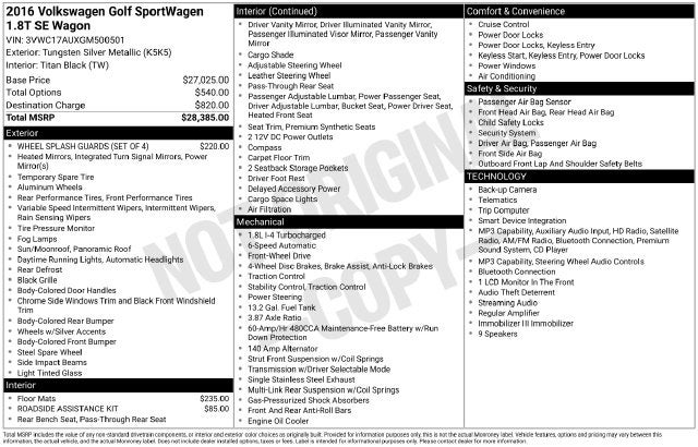 2016 Volkswagen Golf SportWagen TSI SE