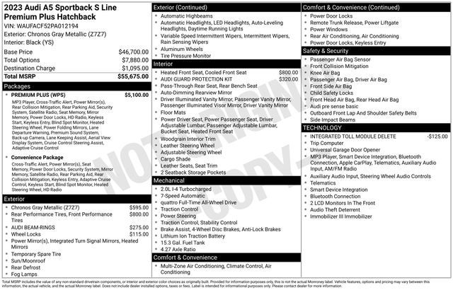 2023 Audi A5 Sportback S line Premium Plus