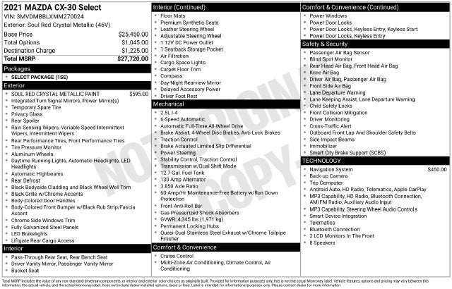 2021 Mazda Mazda CX-30 Select