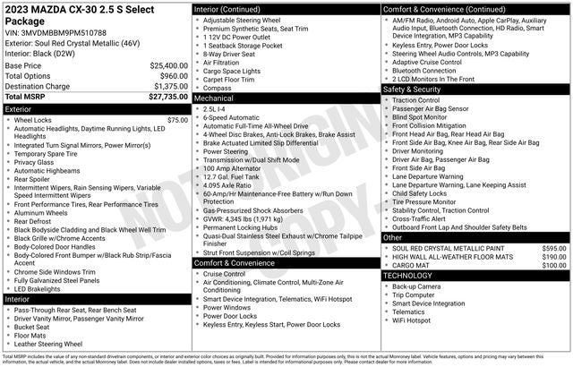 2023 Mazda Mazda CX-30 2.5 S Select Package