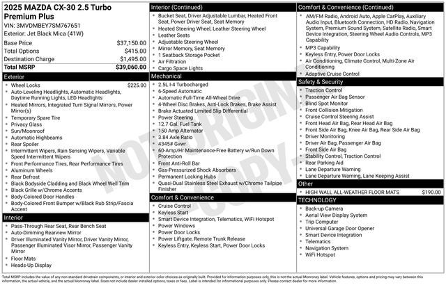 2025 Mazda Mazda CX-30 2.5 Turbo Premium Plus Package w/Premium Plus Package