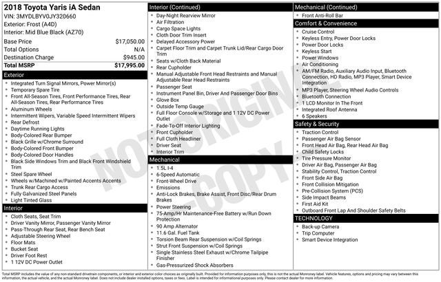 2018 Toyota Yaris iA Base