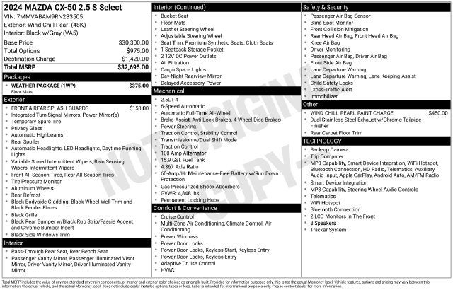 2024 Mazda Mazda CX-50 2.5 S Select Package