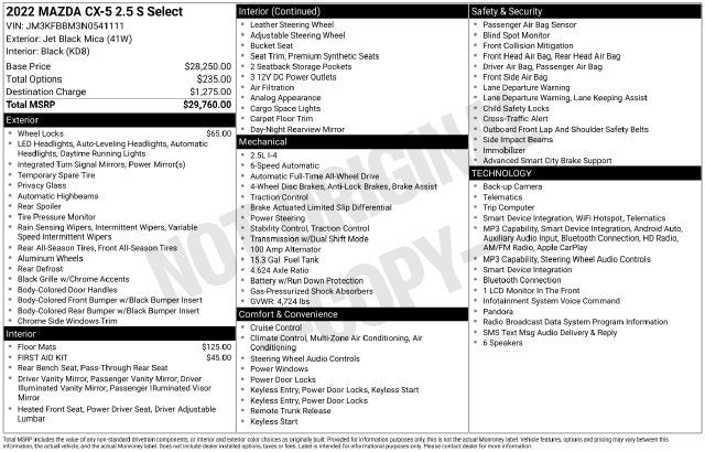 2022 Mazda Mazda CX-5 2.5 S Select Package