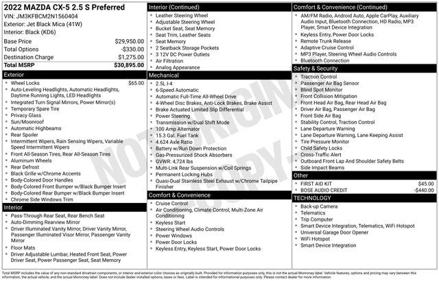2022 Mazda Mazda CX-5 2.5 S Preferred Package