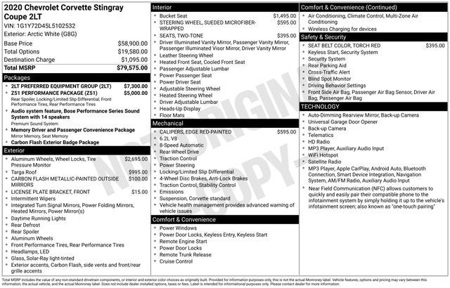 2020 Chevrolet Corvette Stingray 2LT
