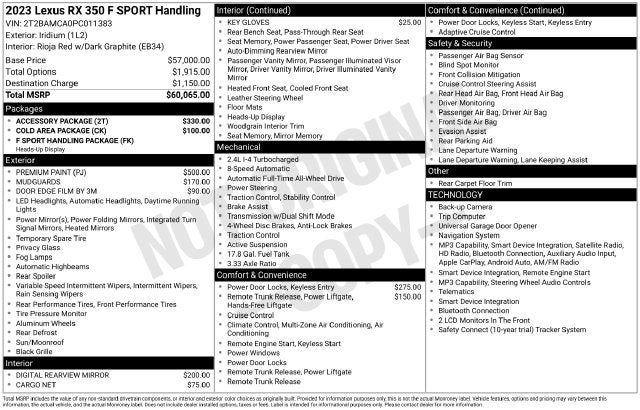 2023 Lexus RX 350 F Sport Handling