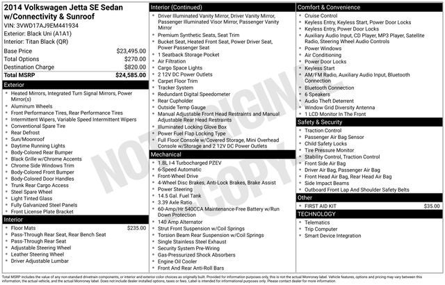 2014 Volkswagen Jetta 1.8T SE w/Connectivity/Sunroof