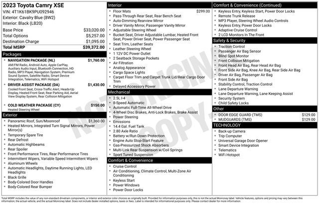 2023 Toyota AWD Camry XSE