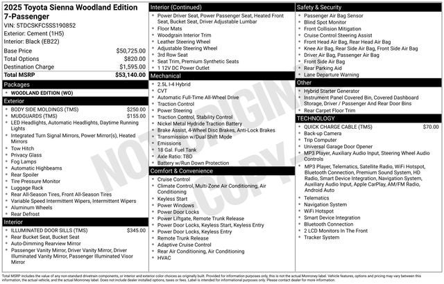 2025 Toyota Sienna Woodland Edition 7 Passenger