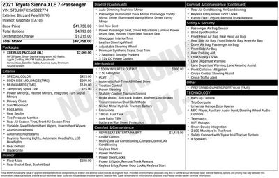 2021 Toyota Sienna XLE 7 Passenger