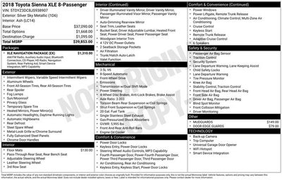 2018 Toyota Sienna XLE 8 Passenger