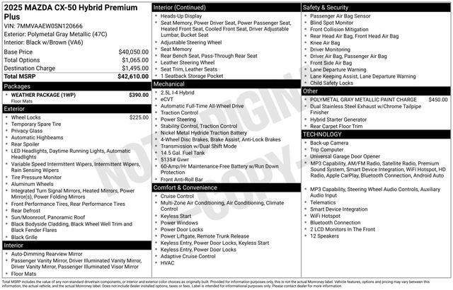 2025 Mazda Mazda CX-50 Hybrid Premium Plus