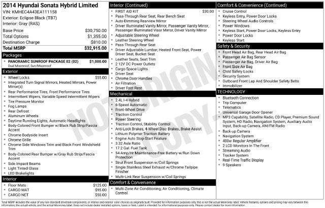 2014 Hyundai Sonata Hybrid Limited