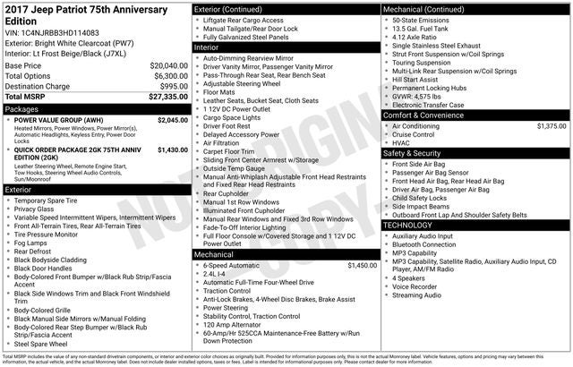 2017 Jeep Patriot 75th Anniversary Edition