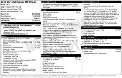 2013 Chevrolet Express 1500 Work Van Cargo
