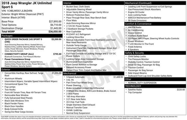 2018 Jeep Wrangler JK Unlimited Sport