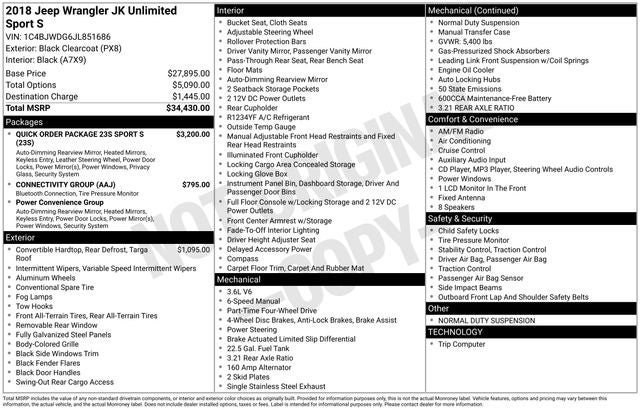 2018 Jeep Wrangler JK Unlimited Sport