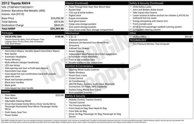 2012 Toyota RAV4 Base