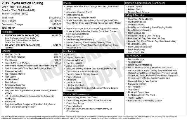 2019 Toyota Avalon Touring