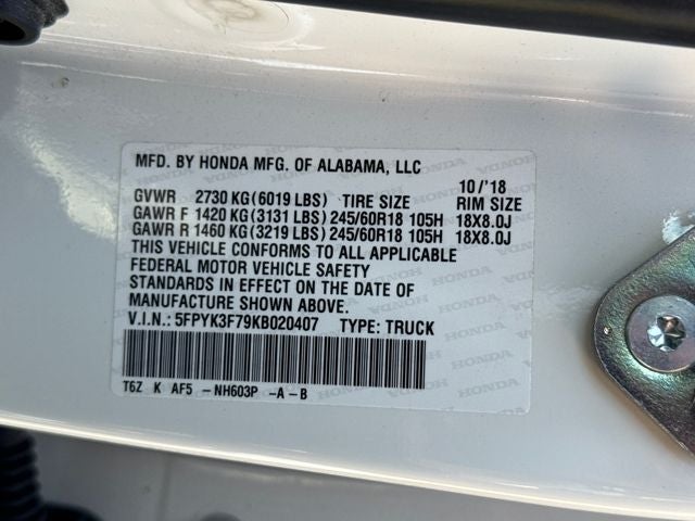 2019 Honda Ridgeline RTL-E