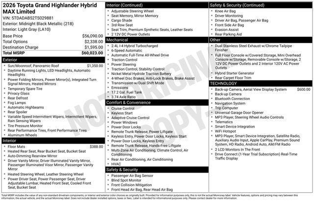 2026 Toyota Grand Highlander Hybrid MAX Limited