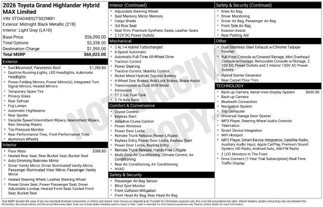 2026 Toyota Grand Highlander Hybrid MAX Limited