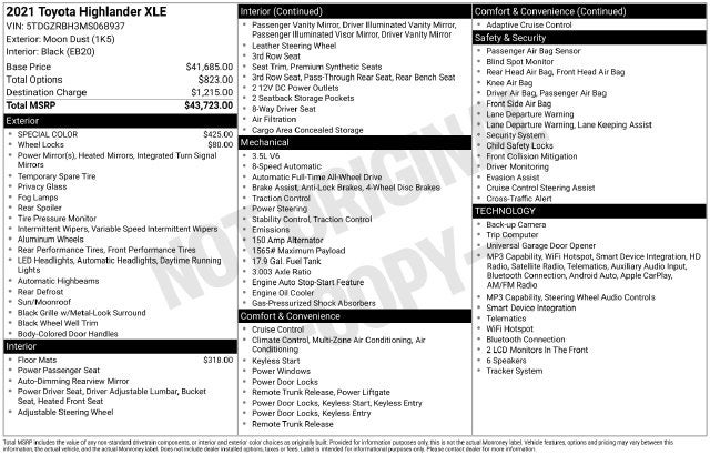 2021 Toyota Highlander XLE