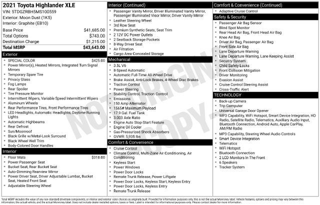 2021 Toyota Highlander XLE