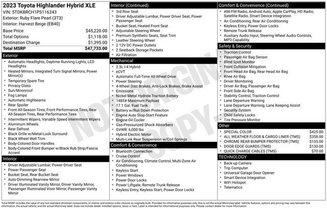 2023 Toyota Highlander Hybrid XLE