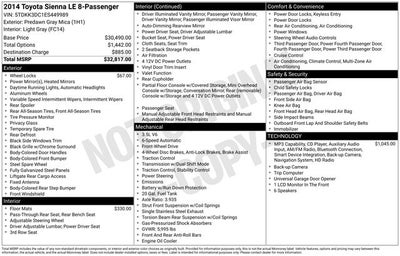 2014 Toyota Sienna LE 8 Passenger