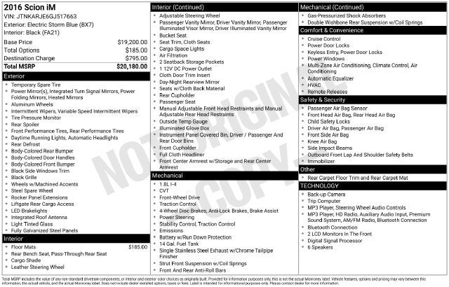2016 Scion iM Base