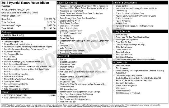 2017 Hyundai Elantra Value Edition