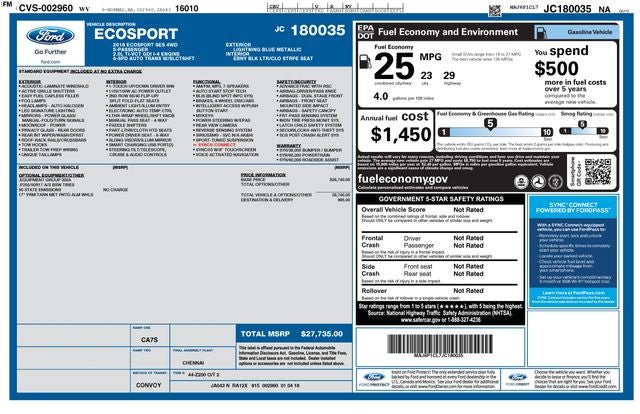 2018 Ford EcoSport SES