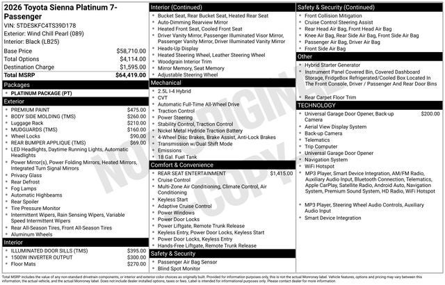 2026 Toyota Sienna Platinum
