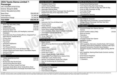 2026 Toyota Sienna Limited 7 Passenger