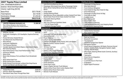 2027 Toyota Prius Limited AWD