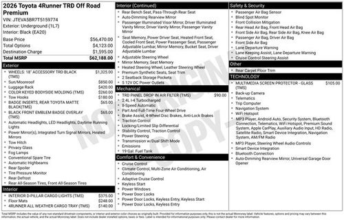 2026 Toyota 4Runner TRD Off-Road Premium