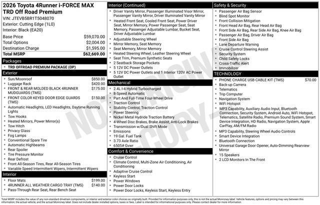 2026 Toyota 4Runner i-FORCE MAX Hybrid TRD Off Road Premium