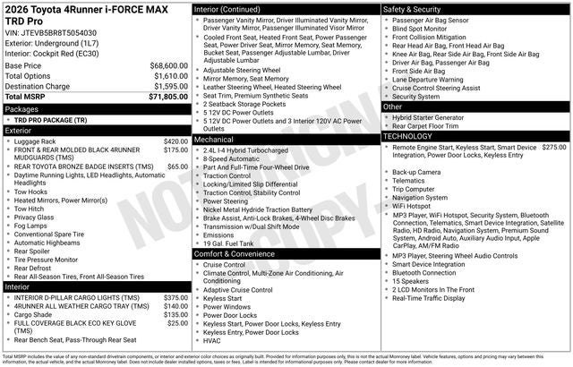 2026 Toyota 4Runner i-FORCE MAX TRD Pro