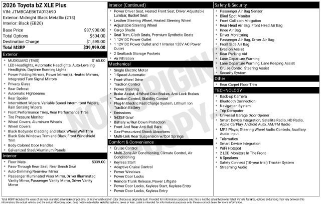2026 Toyota bZ XLE